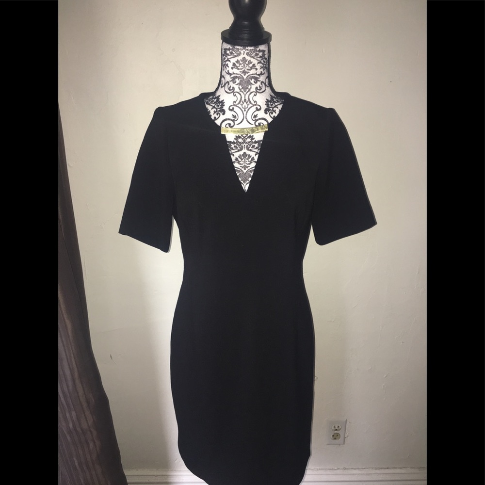 NWT Michael Kor’s Black Sheath Dress w/Gold Bar 10